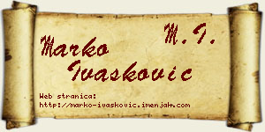 Marko Ivašković vizit kartica